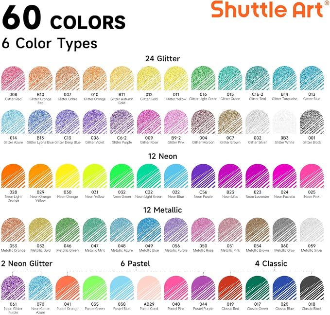 Shuttle Art Gel Pens, 120 Pack Gel Pen Set Packed in Sturdy Box, 60 Unique - Image 3