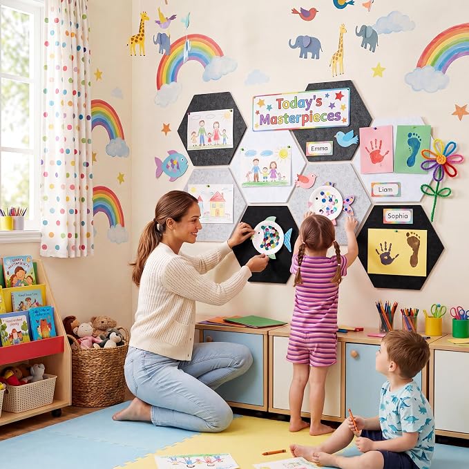 8 Pack Hexagon Felt Bulletin Board Tiles - Image 5