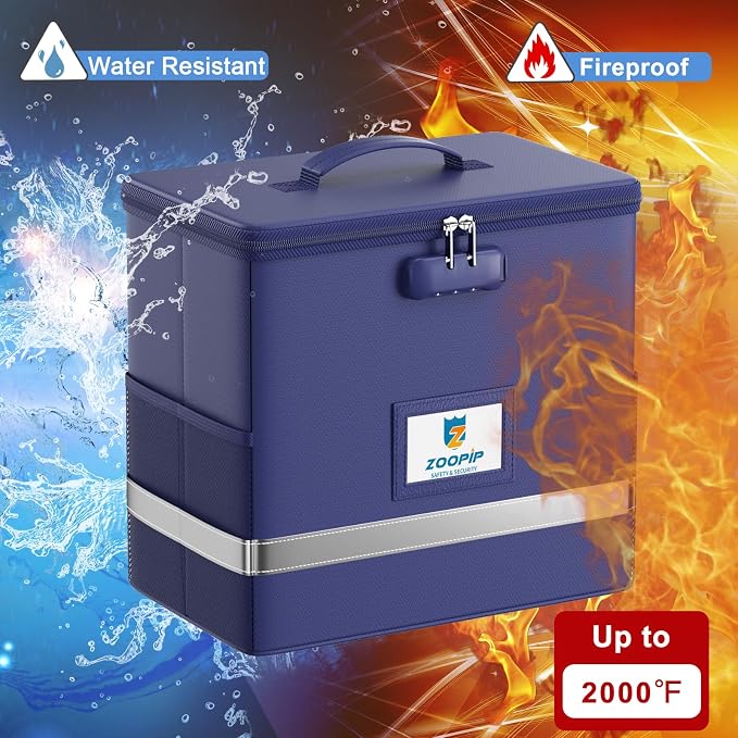 Fireproof File Box with Lock, Document Box Storage Organizer, Suitable - Image 2
