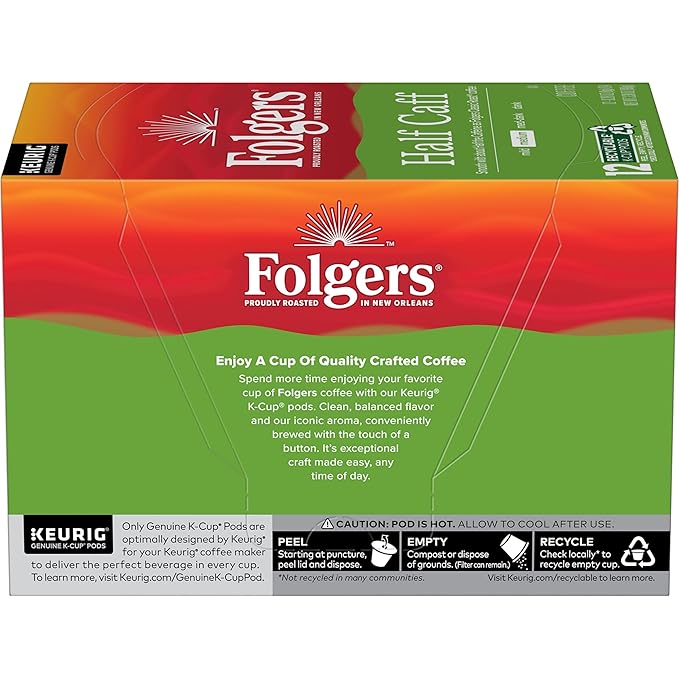Folgers Half-Caff Medium Roast Coffee, 72 Keurig K-Cup Pods-DeskLoop Office