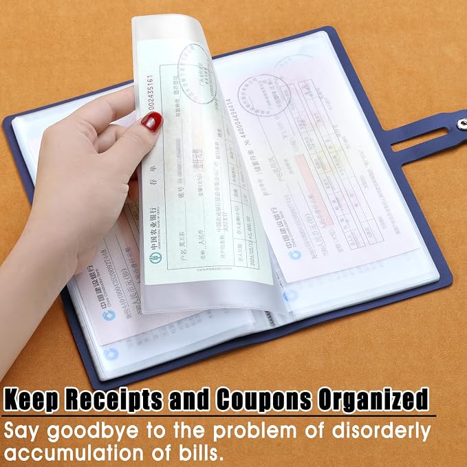 Leather Receipt Organizer, Portable Receipt Holder - Image 4
