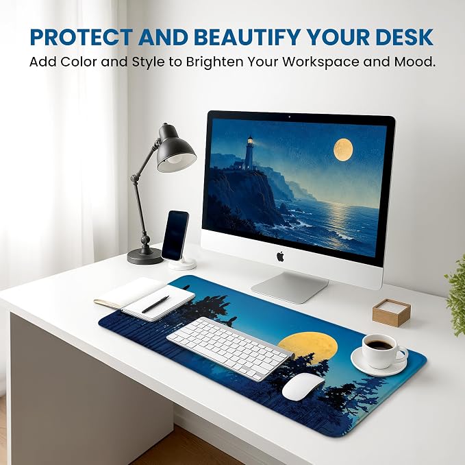 Aesthetic Desk Mat, Cute Moon Birch Desk Pad Protector - Image 6