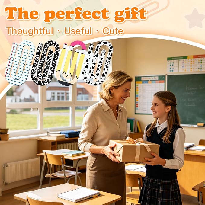 Back to School Paper Clips 4 Inch 24 Pcs Jumbo Acrylic Paper Clips | - Image 5