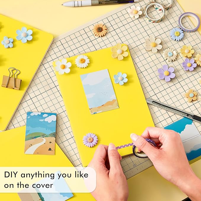 16 Pack Soft Cover Journal Bulk, Feela Lined Notebooks College Ruled for Work for Women Girl Writing, Blank Travel Journal Note Taking Notebook School Business Supplies, 8.2” x 5.5”, A5, Lemon Yellow-DeskLoop Office