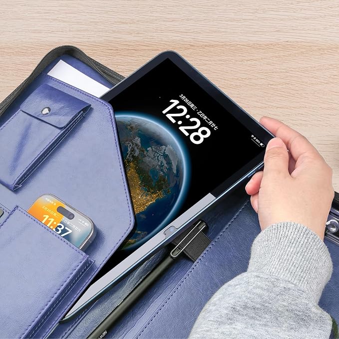 Zippered Padfolio Organizer, WRIYES Leather Planner Binder, 10.2 Inch Portfolio - Image 7
