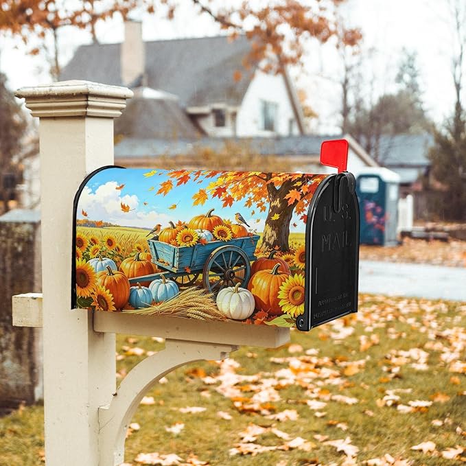 Fall Pumpkin Mailbox Covers Magnetic Standard Size Thanksgiving Sunflower - Image 7