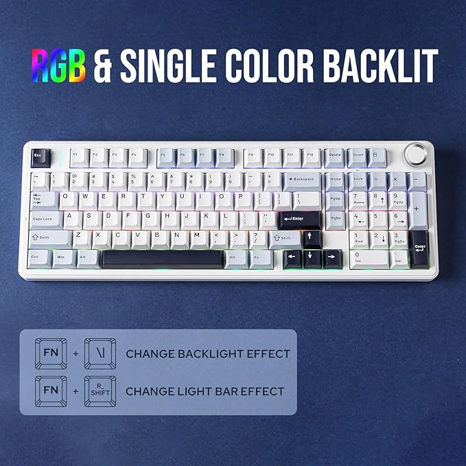 EPOMAKER X Aula F99 PRO Wireless Gaming Keyboard with 8000mAh Battery, Hot Swappable Creamy Keyboard, 2.4GHz/Type-C/BT5.0, NKRO, RGB Backlit for Win/Mac/Gaming (Blue&White)-DeskLoop Office