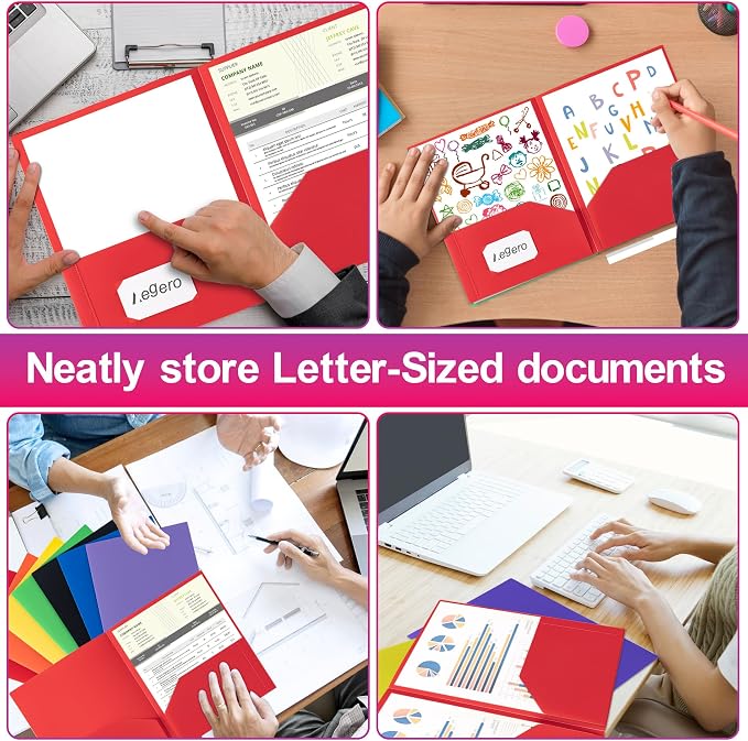 Aegero Plastic Folders with Pockets, Durable Heavy Duty File Folders with - Image 7