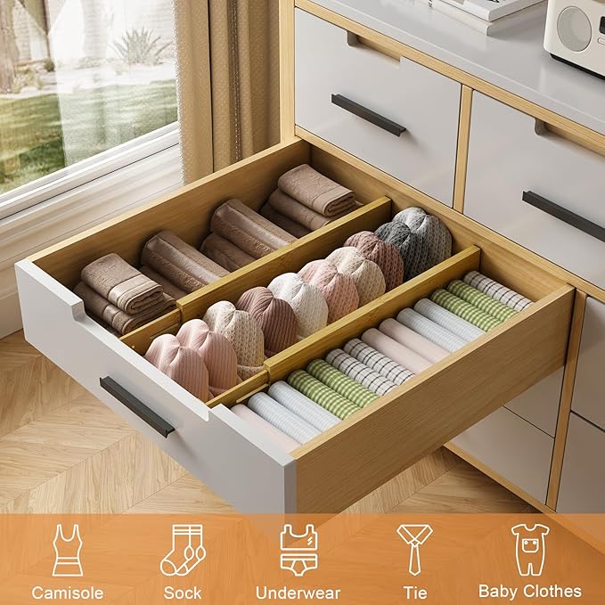Bamboo Drawer Dividers, 17-22" Adjustable Kitchen Drawer Organizer - Image 4