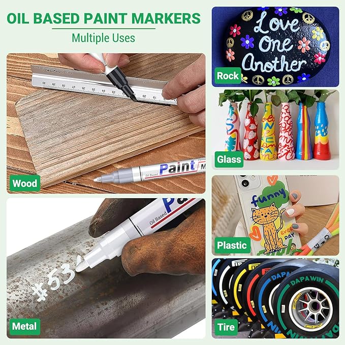 Oil Based Paint Pen, Permanent Paint Marker: Quick-Dry, Waterproof Marker Set - Image 6