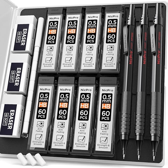Nicpro 0.5 mm Mechanical Pencils Set by Nicpro