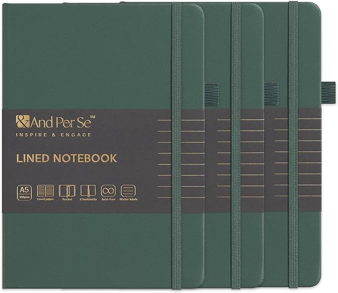 &And Per Se Lined Notebooks 3-Pack Gift Set, A5 Hardcover Journals, 160 Pages by AndPerSe