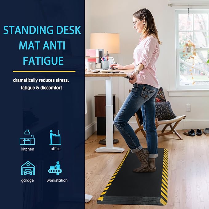FEATOL Kitchen Mats for Floor 2 Packs, 9/10 Extra Thick Cushioned Anti Fatigue Floor Mat, Memory Foam Padded for Standing at Home, Kitchen, Garage, 20" x 48"-Support for Leg & Back Pain-DeskLoop Office