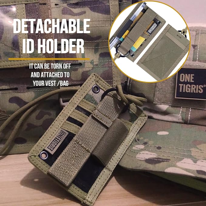 OneTigris Tactical ID Card Holder Hook & Loop Patch Badge Holder Neck Lanyard - Image 2