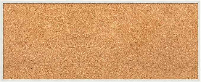 Amanti Art Natural Cork Board for Wall, 13x31 Vision Board with White Frame, Medium Corkboard Office Decor for Home Organization, Modern Corkboard Pinboard to Display Items for Home Organization in-DeskLoop Office