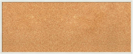 Amanti Art Natural Cork Board for Wall, 13x31 Vision Board with White Frame, Medium Corkboard Office Decor for Home Organization, Modern Corkboard Pinboard to Display Items for Home Organization in-DeskLoop Office