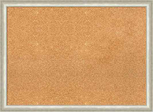 Amanti Art Natural Cork Board for Wall, 22x30 Vision Board with Silver Wood Frame, Medium Corkboard Office Decor for Home Organization, Modern Contemporary Corkboard Pinboard to display items for home-DeskLoop Office