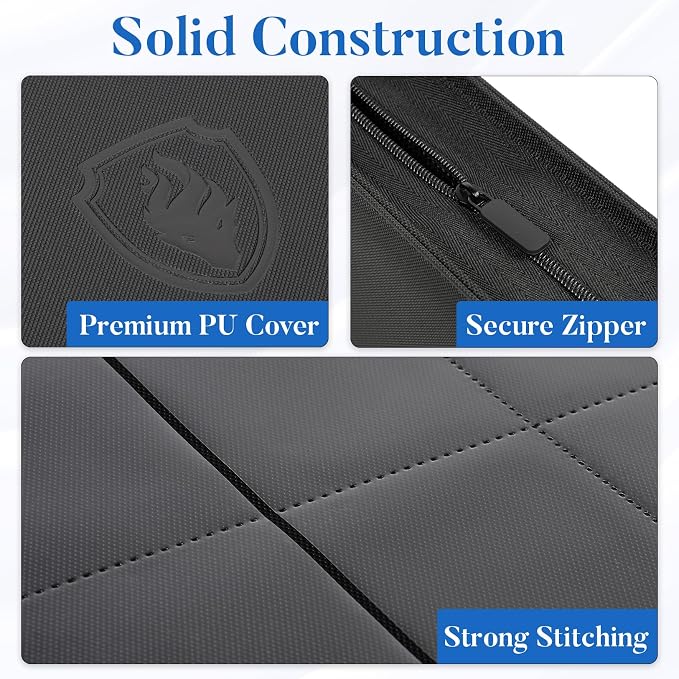 Premium Zip Card Binder 12 Pocket, Fabmaker 912 Pockets Trading Card Binder - Image 2