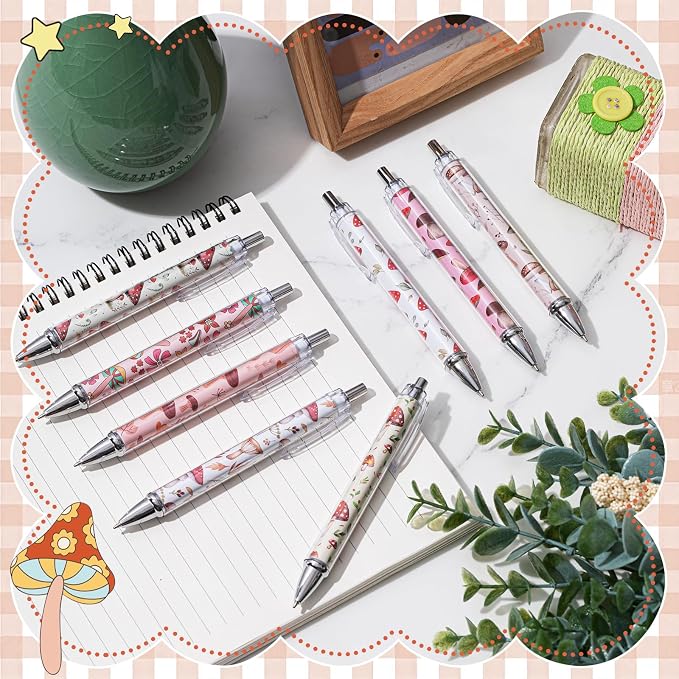 Ireer 8 Pcs Ballpoint Pens for Women 1.00 mm Cute Black Ink Fancy Pens Fine - Image 3