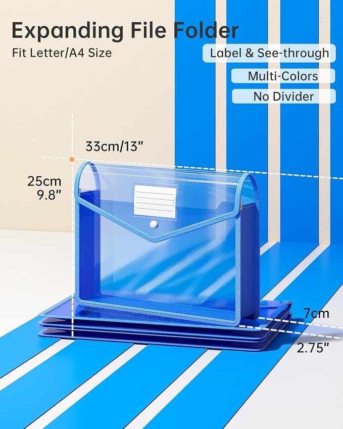 2 Pack Plastic Expanding File Folder, Transparent envelopes - Image 2