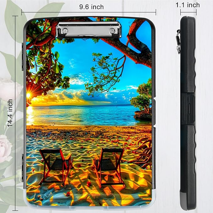 Beach Sunset A4 Clipboard with Storage Pen Holder, Clipboards Organizer Nursing - Image 3