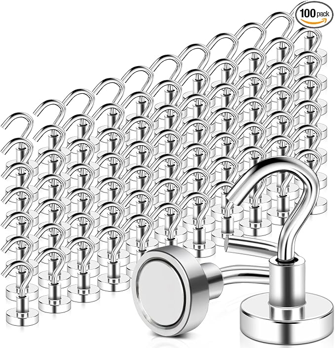 MAGXCENE 100 Pack Magnetic Hooks Heavy Duty 25 lbs Strong Rare Earth Magnet by MAGXCENE