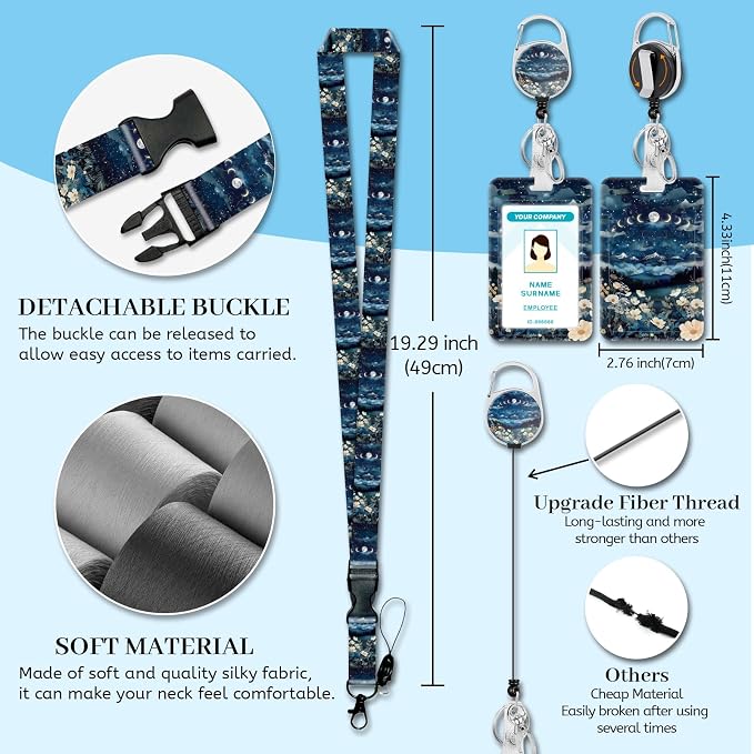 Hancynir Lanyards for Id Badges, Moon Lunar Eclipse Badge Holder - Image 4