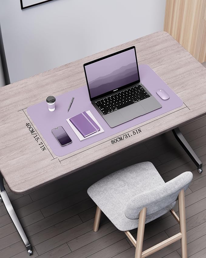 YSAGi Double-Sided Desk Pad, 31.5"x15.7"Leather Desk Mat, Eco Cork Desk Pad - Image 2
