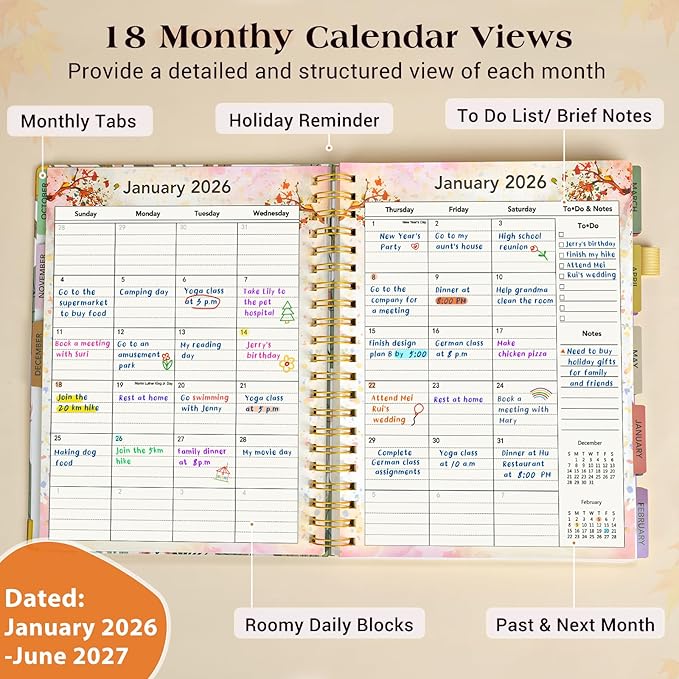 Planner 2026-2027, 18 Months Weekly and Monthly Daily Planner from January 2026 - Image 2