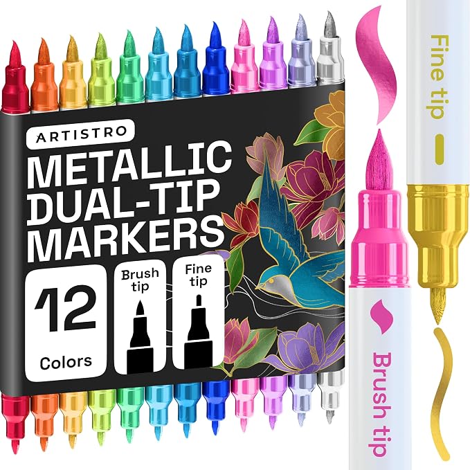 ARTISTRO 12 Metallic Acrylic Paint Markers by ARTISTRO