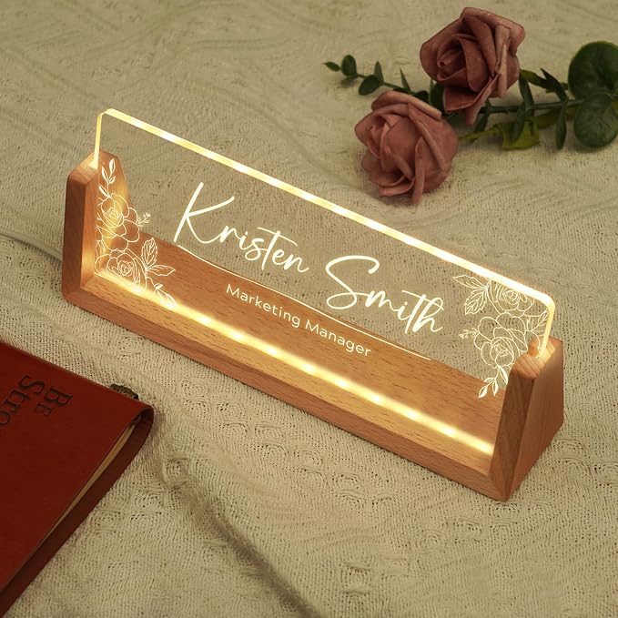 Custom Name Plate for Desk, Personalized Light Up Acrylic Desk Name Plate - Image 3