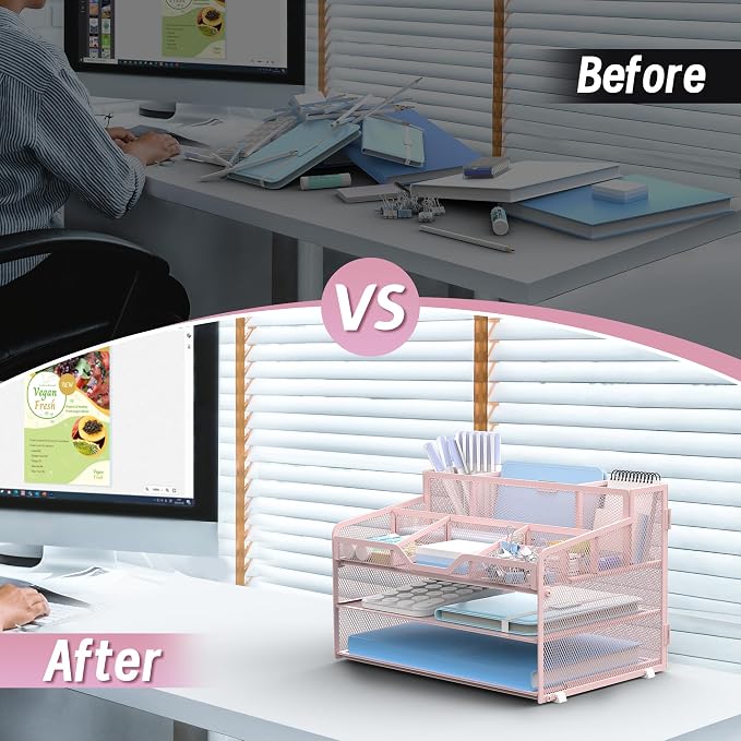 3 Tier Mesh Desk Organizer - Image 3
