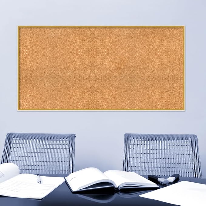 Amanti Art Natural Cork Board for Wall, 29x57 Vision Board with White Frame, Oversize Corkboard Office Decor for Home Organization, Modern Corkboard Pinboard to Display Items for Home Organization in-DeskLoop Office