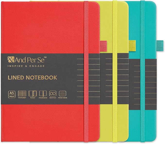 &And Per Se Lined Notebooks 3-Pack Gift Set, A5 Hardcover Journals, 160 Pages by AndPerSe