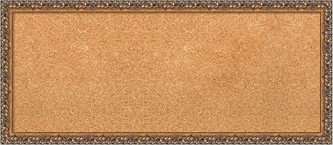 Amanti Art Natural Cork Board for Wall, 14x32 Vision Board with Bronze Frame, Medium Corkboard Office Decor for Home Organization, Traditional Corkboard Pinboard to Display Items for Home-DeskLoop Office