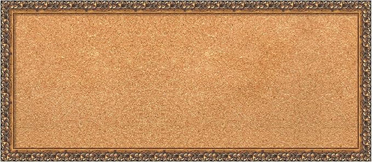Amanti Art Natural Cork Board for Wall, 14x32 Vision Board with Bronze Frame, Medium Corkboard Office Decor for Home Organization, Traditional Corkboard Pinboard to Display Items for Home-DeskLoop Office