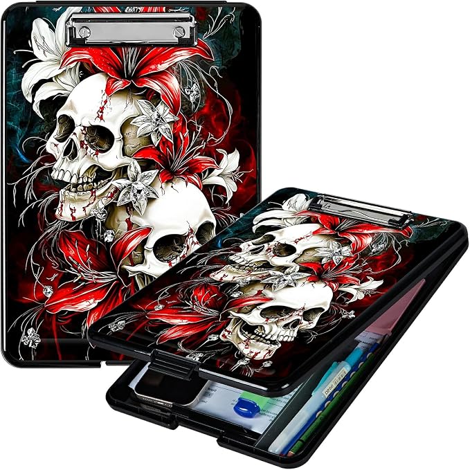 Red Lily Skull A4 Clipboard by Unknown