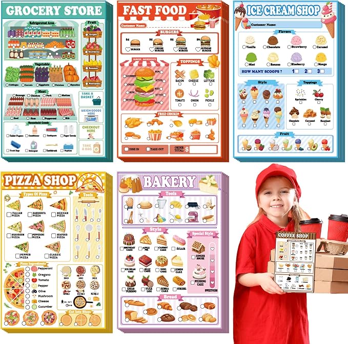 Eaasty Kids Pretend Play Notepads 4 x 6 Inch Pads by Eaasty