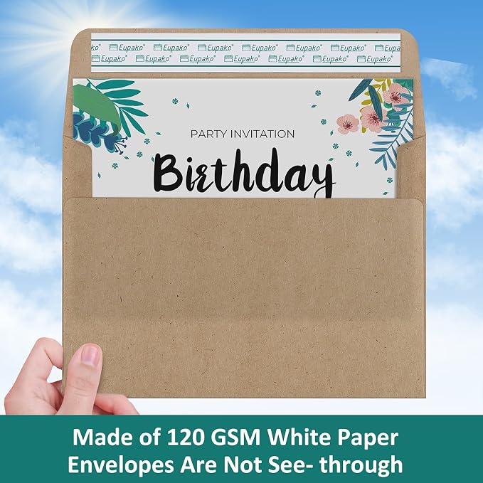 Eupako 5x7 Envelopes Self Seal 250 Pack, Kraft Paper Envelope - Image 4