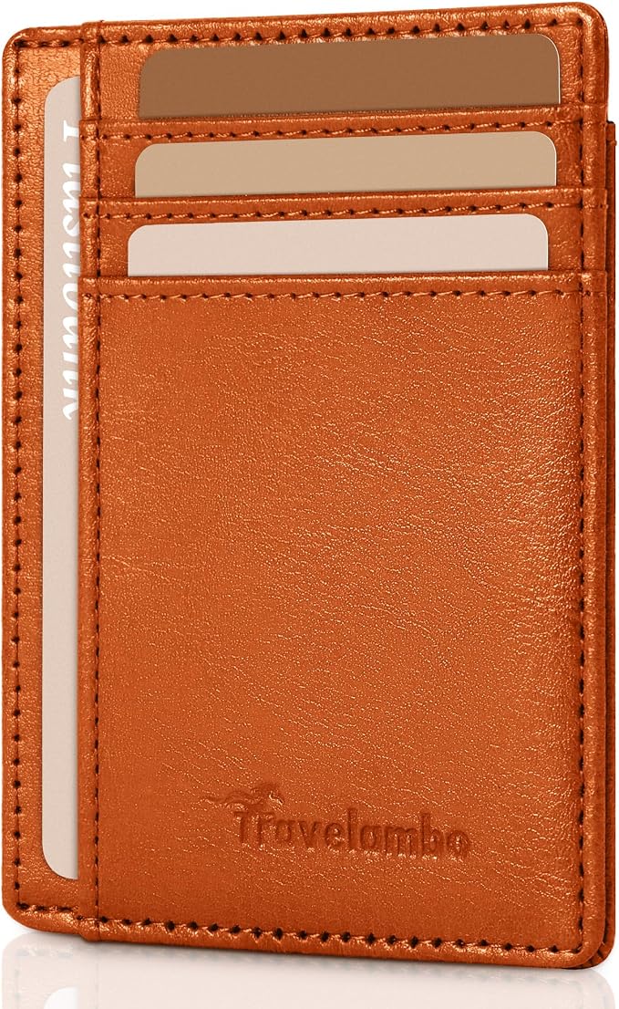 Travelambo Slim Wallet Front Pocket Minimalist Leather RFID Blocking Medium Size - Image 8
