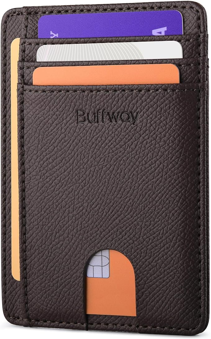 Buffway Slim Minimalist Front Pocket RFID Blocking Leather Wallets by Buffway