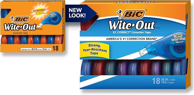 BIC Wite-Out Brand EZ Correct Correction Tape, Applies Dry, Translucent by BIC