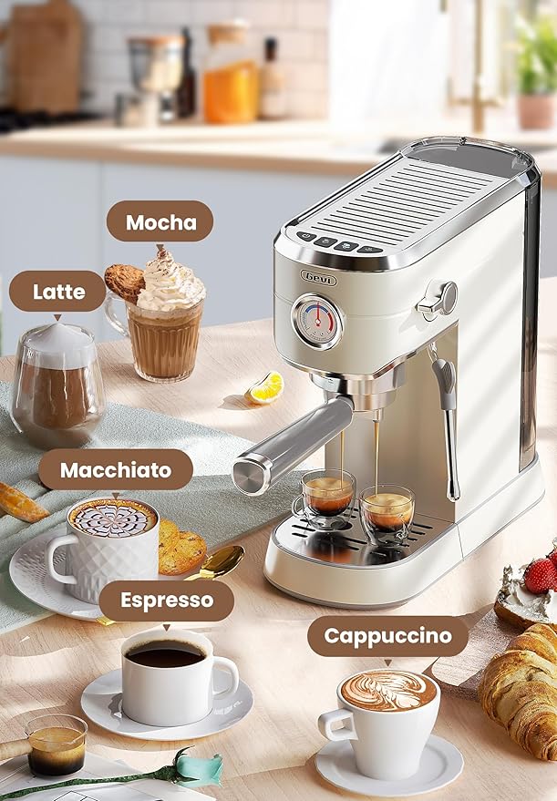Gevi Commercial Espresso and Coffee Makers, Professional Espresso Maker Latte Machine with Milk Frother, Stainless Steel Expresso Coffee Machines for Home, Compact Cappuccino Machine, Great Gift-DeskLoop Office