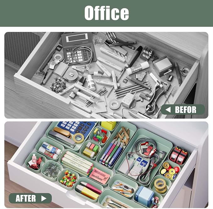 Drawer Organizers Bins 28 PCS for Bathroom Makeup Desk Office | - Image 5