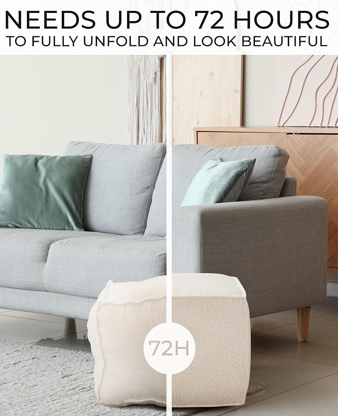 ZICOTO Beautiful Boucle Pouf Ottoman and Foot Rest - Image 5