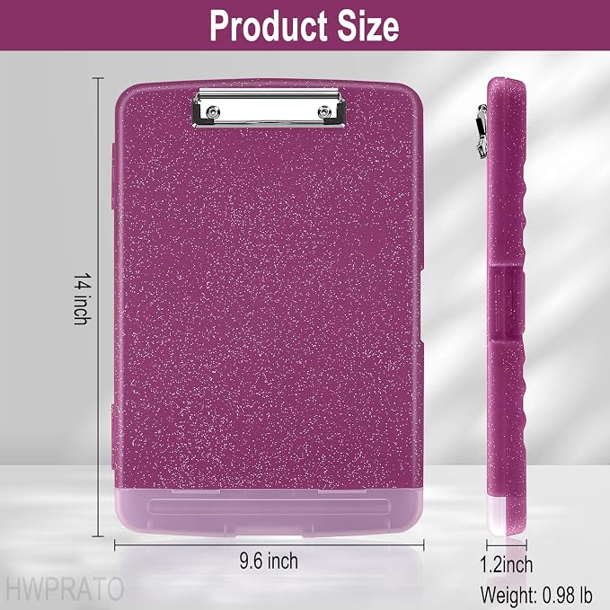 HWPRATO Glitter Clipboard with Storage, Clip Boards 8.5x11 with Pen Holder - Image 2