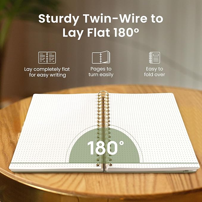 Spiral Dotted Notebook Journal for Work, 300 Pages, Thick B5 (7.1"x10") Bullet Dotted Journal for Women & Writing, Hardcover Notebook for Note Taking, Perfect for Work School Note Taking Business, Green-DeskLoop Office