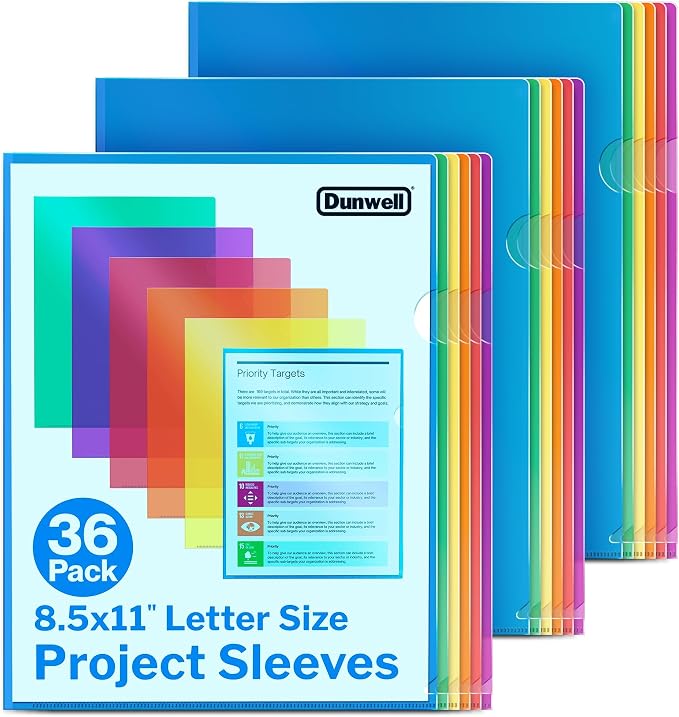 Dunwell Clear Plastic Folders for Documents by Dunwell