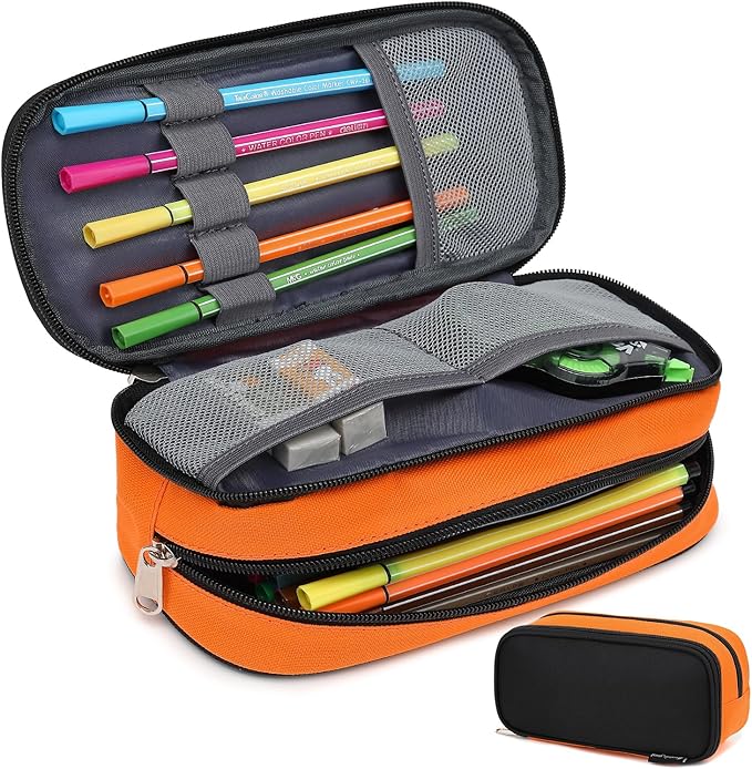 Large Capacity Pencil Case Multi-Slot Pencil Pouch Durable Pencil Box Portable Office Pen Bag with Zipper-DeskLoop Office