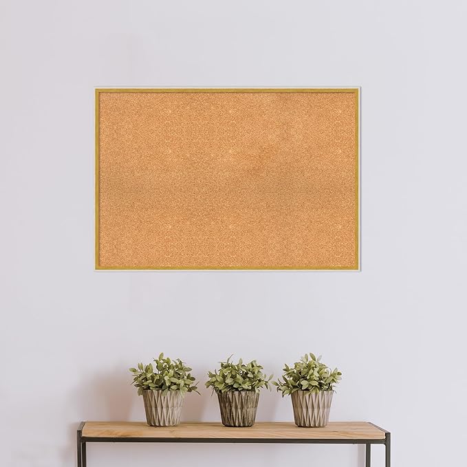 Amanti Art Natural Cork Board for Wall, 27x39 Vision Board with White Frame, Large Corkboard Office Decor for Home Organization, Modern Corkboard Pinboard to Display Items for Home Organization in-DeskLoop Office